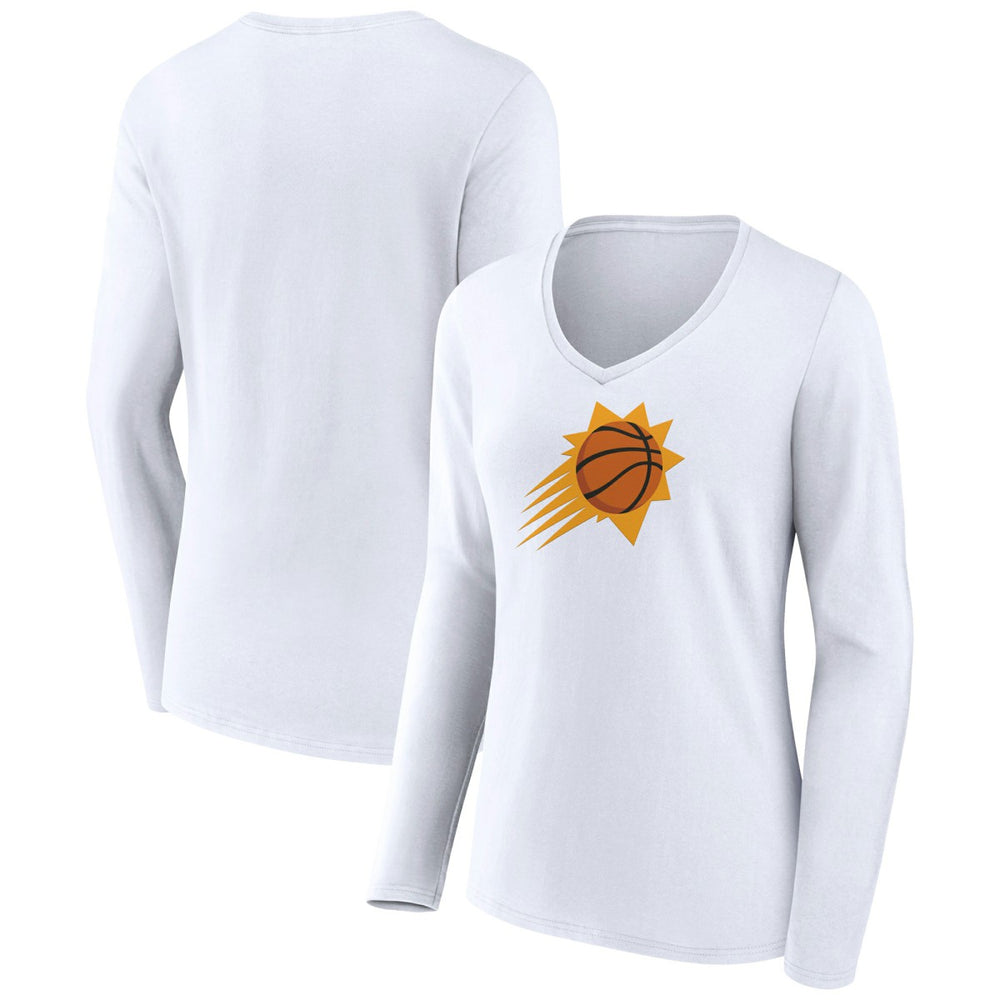 Phoenix Suns Women's Logo Long Sleeve V-Neck T-Shirt - White outlet