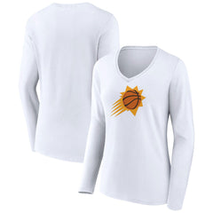Phoenix Suns Women's Logo Long Sleeve V-Neck T-Shirt - White outlet