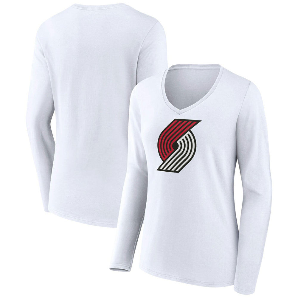 Portland Trail Blazers Women's Logo Long Sleeve V-Neck T-Shirt - White outlet