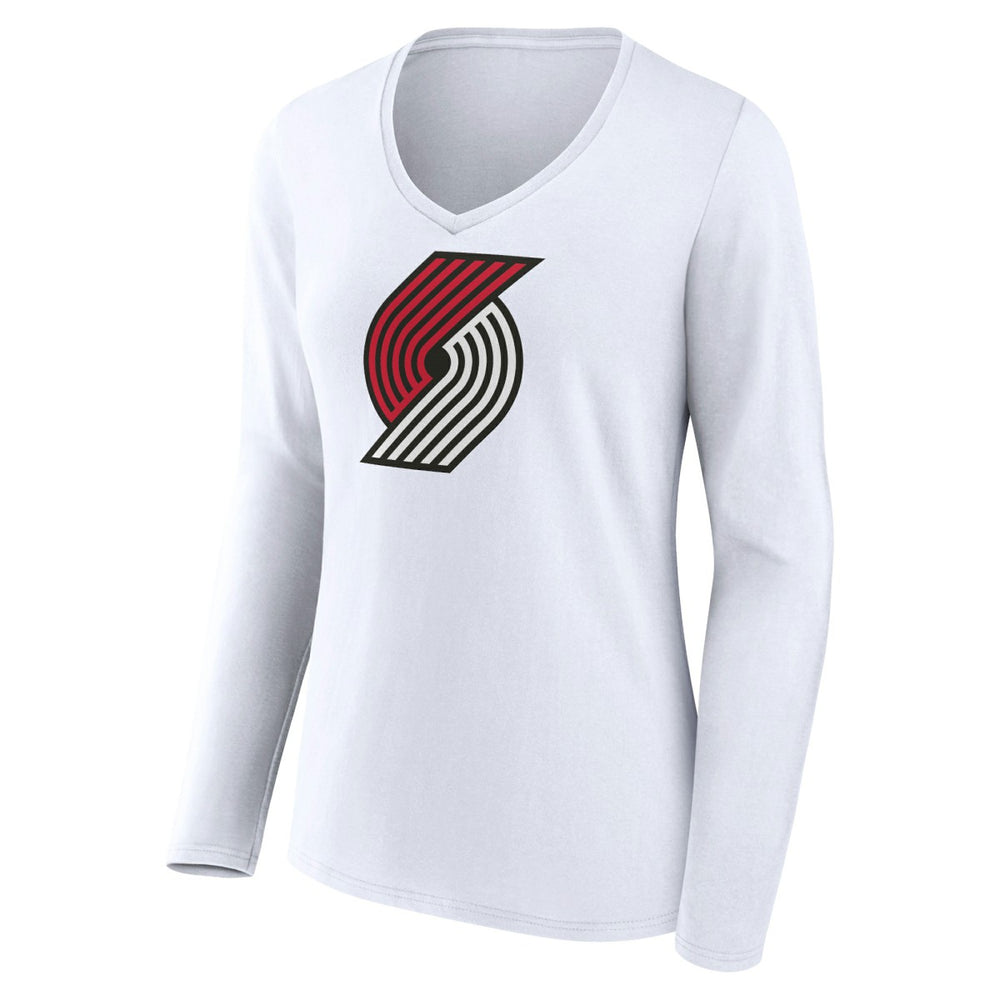 Portland Trail Blazers Women's Logo Long Sleeve V-Neck T-Shirt - White outlet