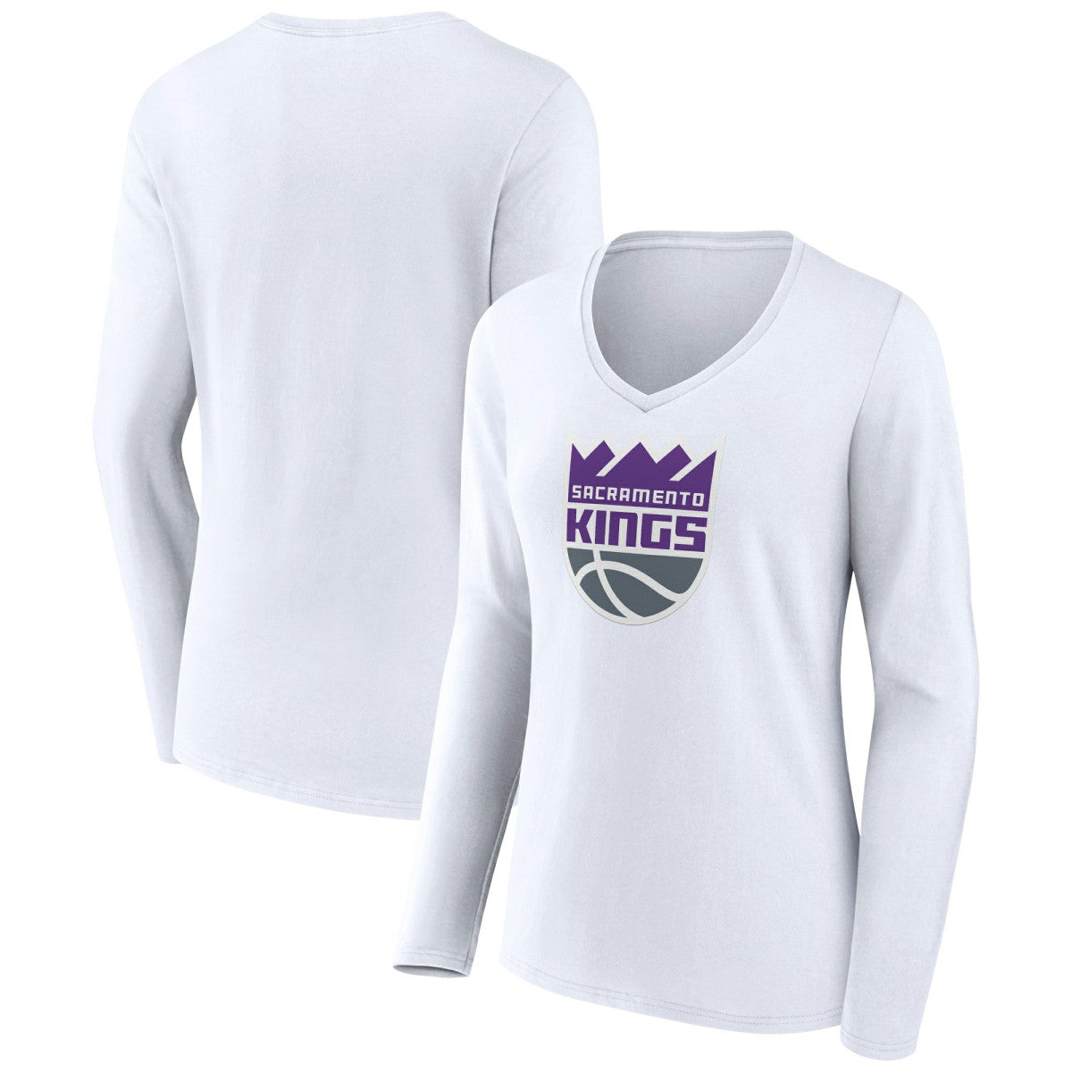 Sacramento Kings Women's Logo Long Sleeve V-Neck T-Shirt - White online
