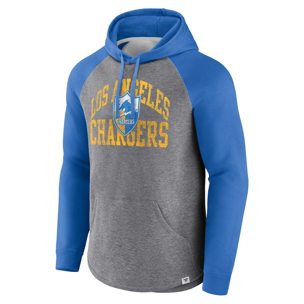 Los Angeles Chargers Favorite Arch Raglan Pullover Hoodie - Heather Gray cheap
