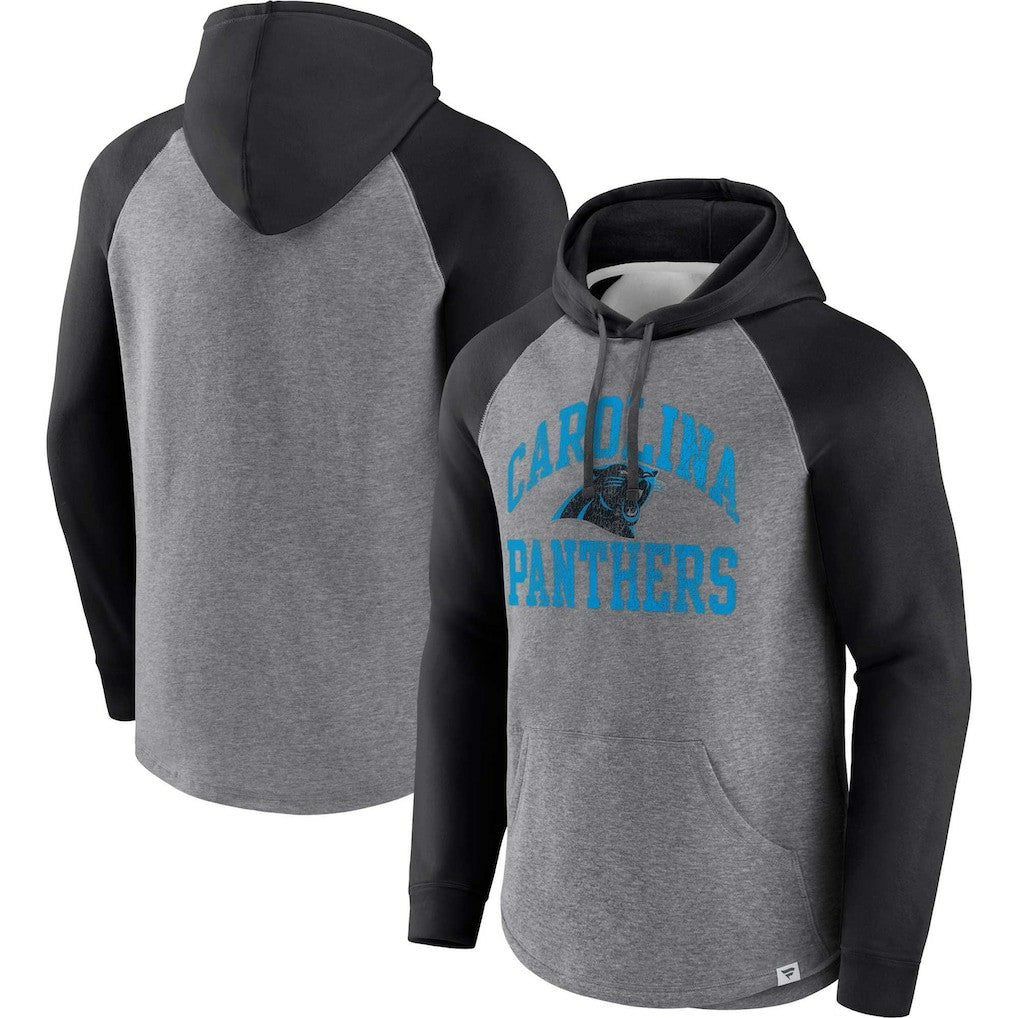 Carolina Panthers Favorite Arch Raglan Pullover Hoodie - Heather Gray on sale