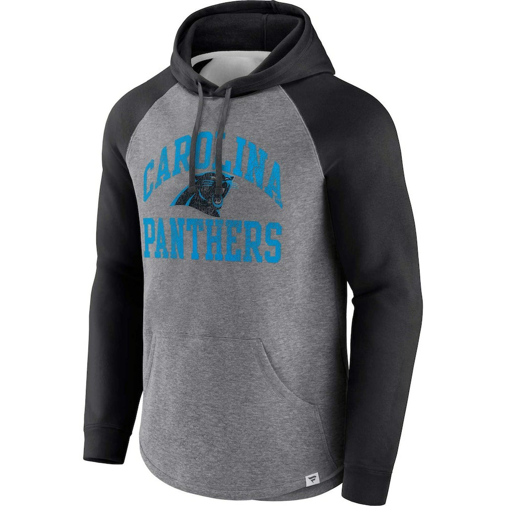Carolina Panthers Favorite Arch Raglan Pullover Hoodie - Heather Gray on sale