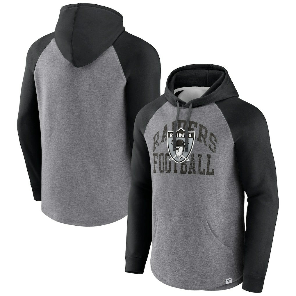 Las Vegas Raiders Favorite Arch Raglan Pullover Hoodie - Heather Gray cheap