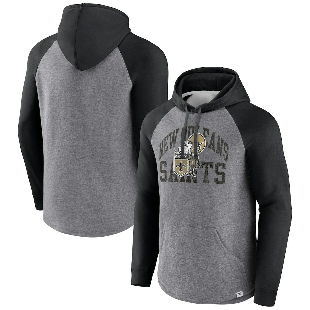 New Orleans Saints Favorite Arch Raglan Pullover Hoodie - Heather Gray online