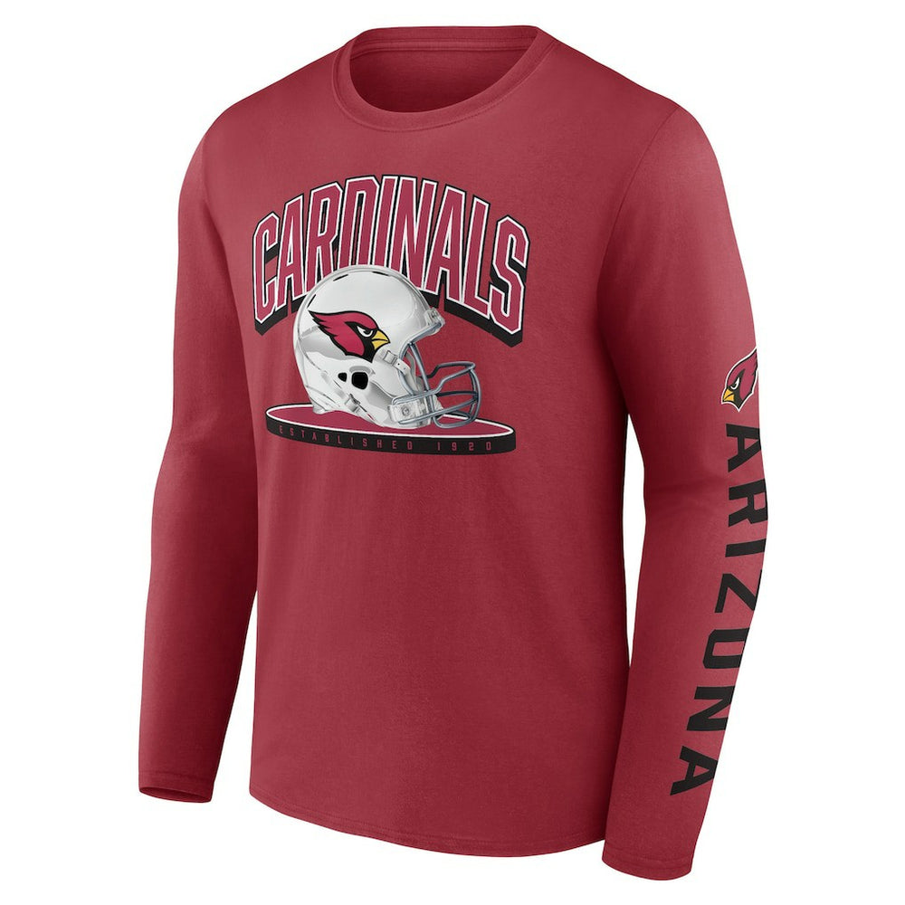 Arizona Cardinals Helmet Platform Long Sleeve T-Shirt - Cardinal on sale
