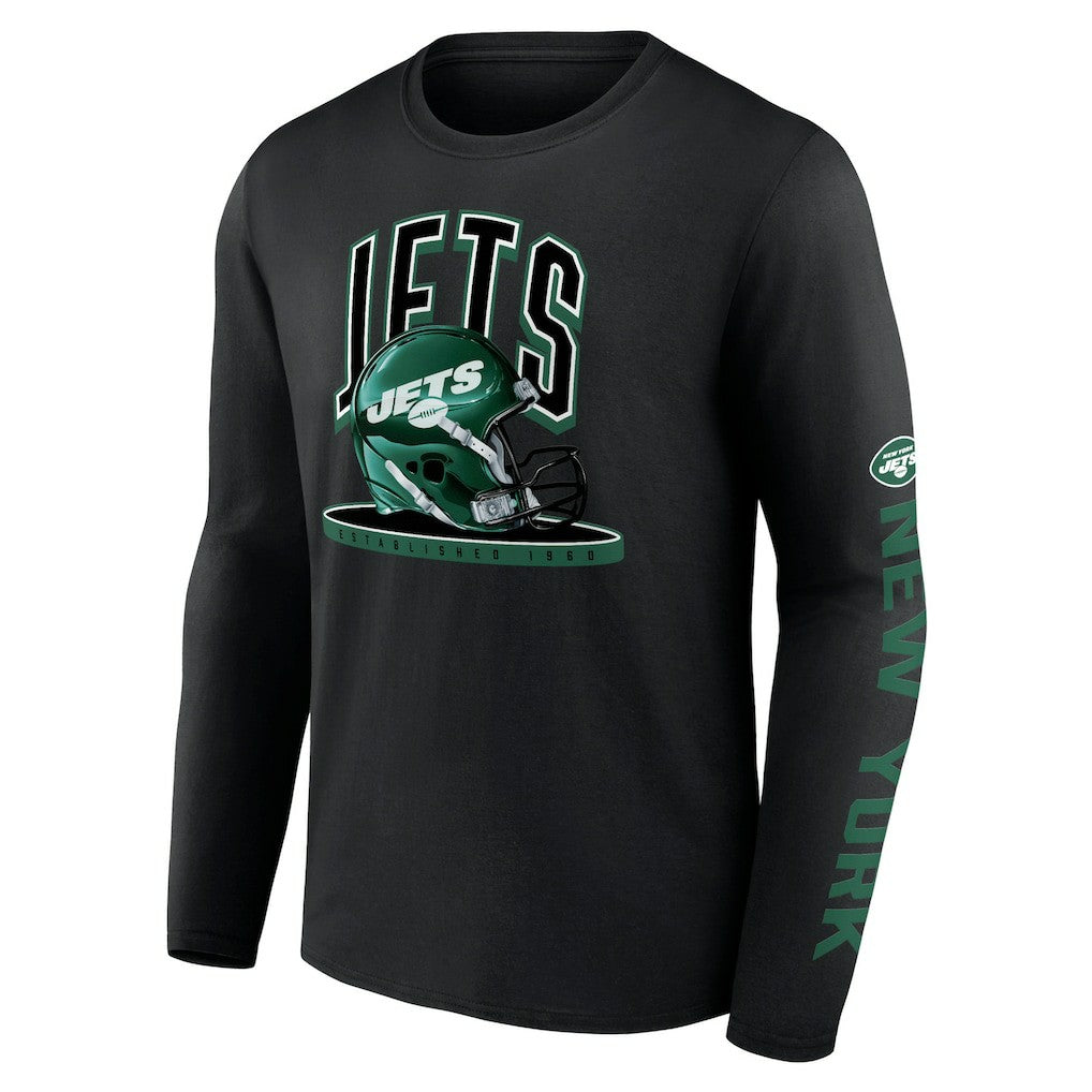 New York Jets Helmet Platform Long Sleeve T-Shirt - Black on sale