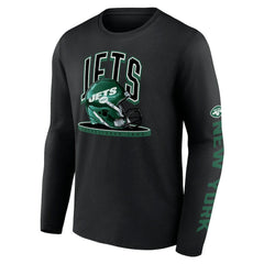 New York Jets Helmet Platform Long Sleeve T-Shirt - Black on sale