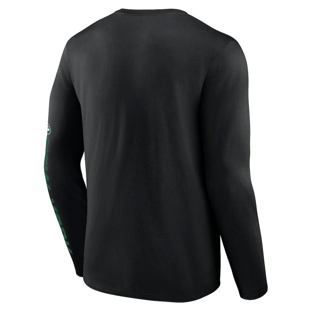 New York Jets Helmet Platform Long Sleeve T-Shirt - Black on sale