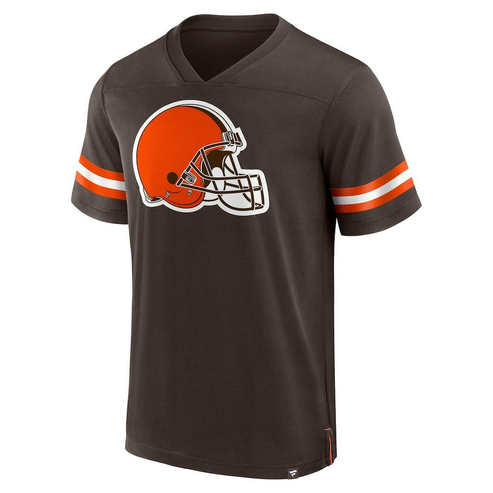 Cleveland Browns Jersey Tackle V-Neck T-Shirt - Brown discount