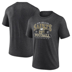 New Orleans Saints Retro Tri-Blend T-Shirt - Heather Charcoal discount