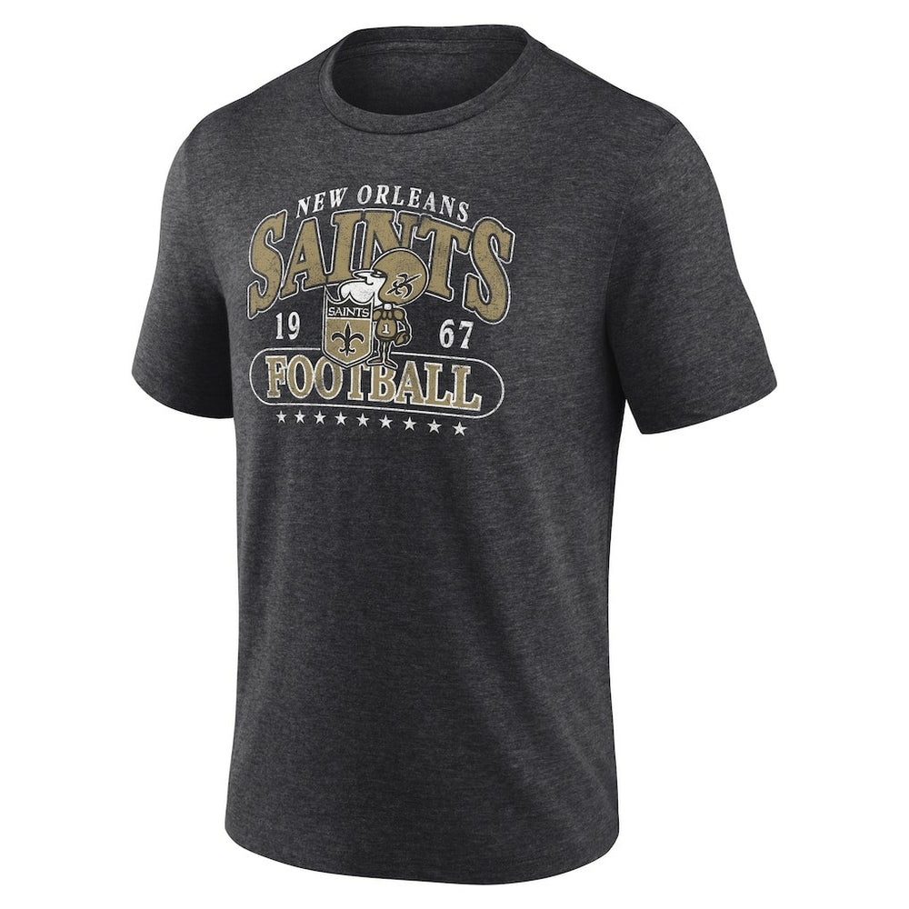 New Orleans Saints Retro Tri-Blend T-Shirt - Heather Charcoal discount