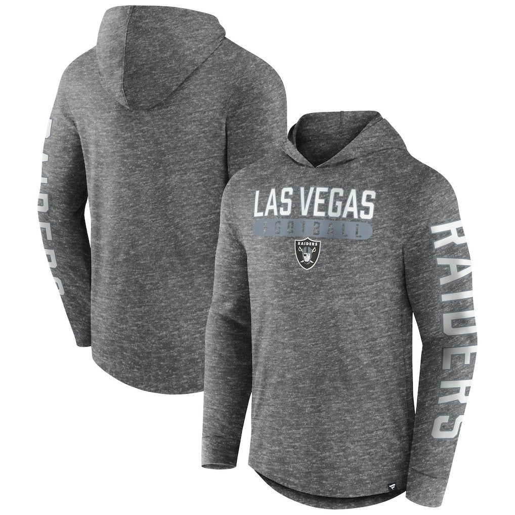 Las Vegas Raiders Pill Stack Long Sleeve Hoodie T-Shirt - Heather Charcoal discount