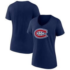 Montreal Canadiens Women's Team Logo V-Neck T-Shirt - Navy T-shirts