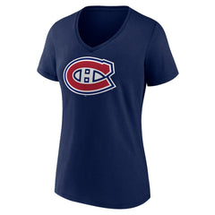 Montreal Canadiens Women's Team Logo V-Neck T-Shirt - Navy T-shirts