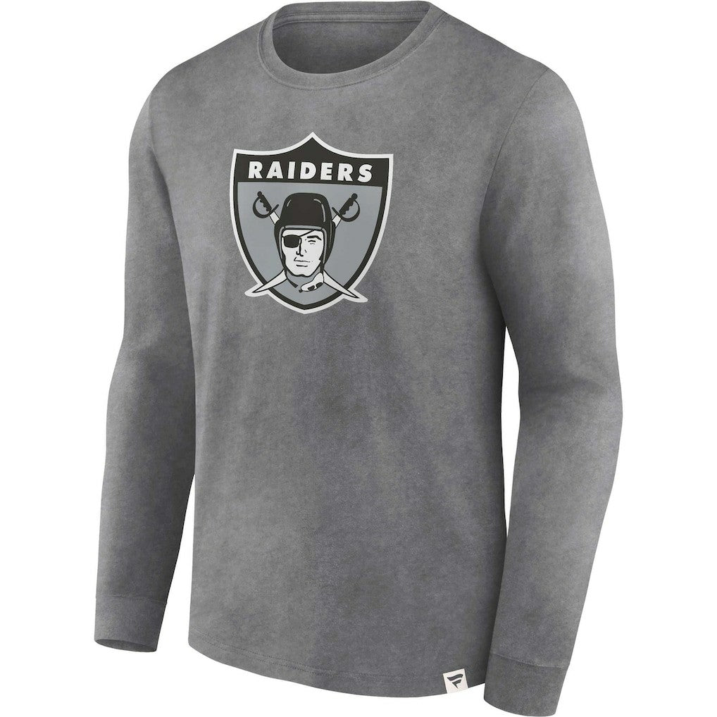 Las Vegas Raiders Washed Primary Long Sleeve T-Shirt - Heather Charcoal online