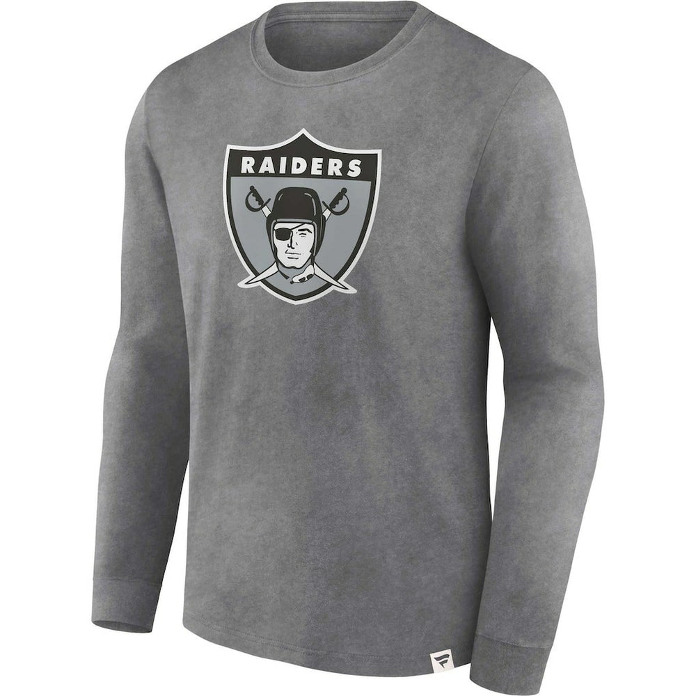 Las Vegas Raiders Washed Primary Long Sleeve T-Shirt - Heather Charcoal online