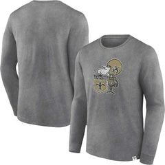 New Orleans Saints Washed Primary Long Sleeve T-Shirt - Heather Charcoal sale