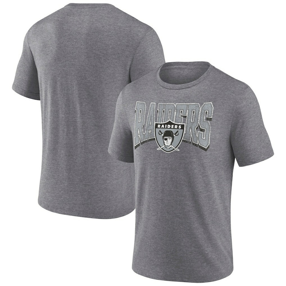 Las Vegas Raiders Warped Block Tri-Blend T-Shirt - Heather Gray for sale