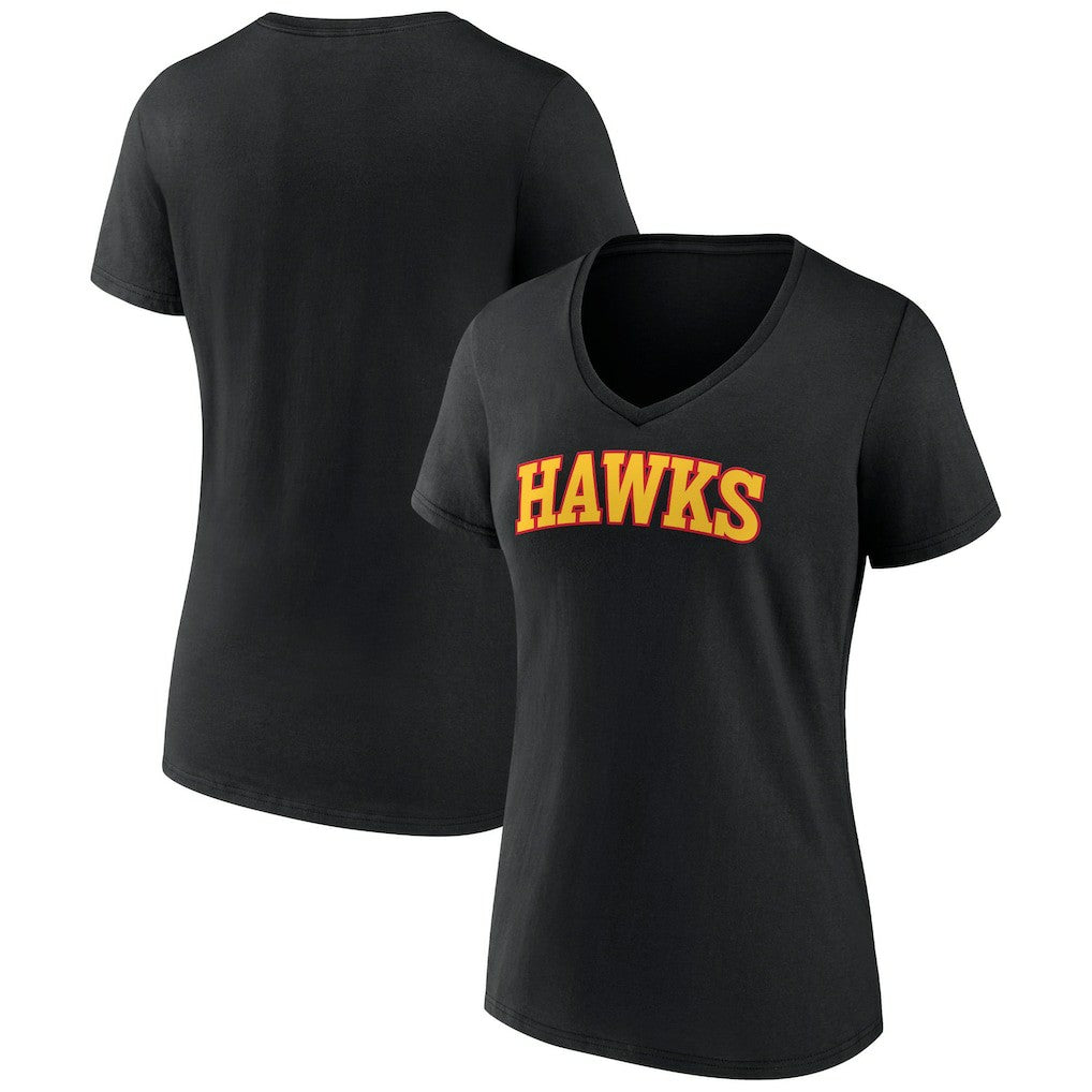 Atlanta Hawks Women's Wordmark V-Neck T-Shirt - Black sale