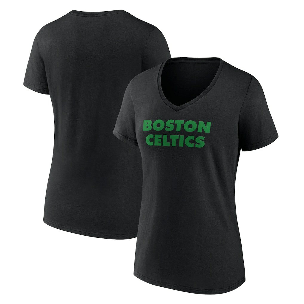Boston Celtics Women's Wordmark V-Neck T-Shirt - Black for sale