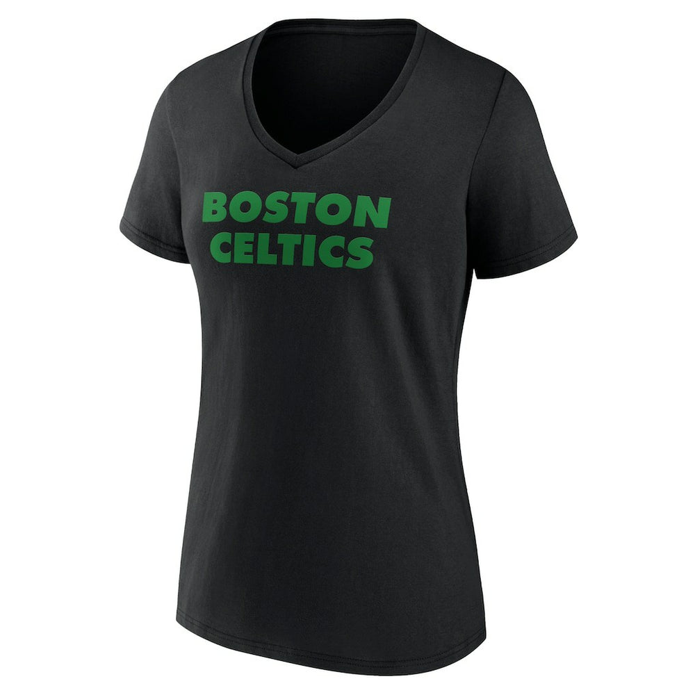 Boston Celtics Women's Wordmark V-Neck T-Shirt - Black for sale