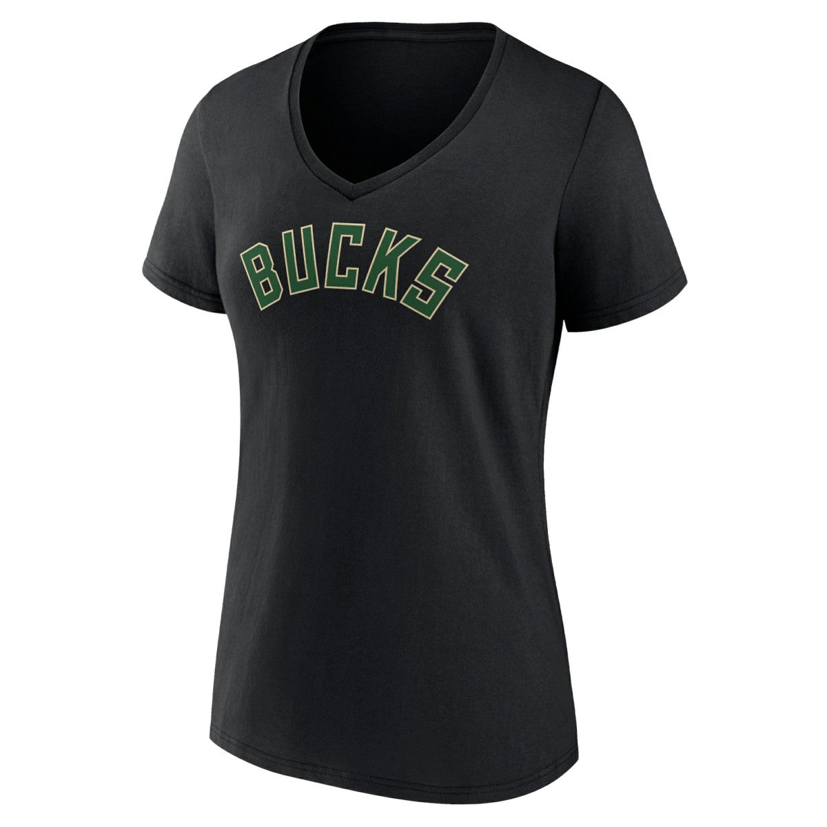 Milwaukee Bucks Women's Wordmark V-Neck T-Shirt - Black cheap