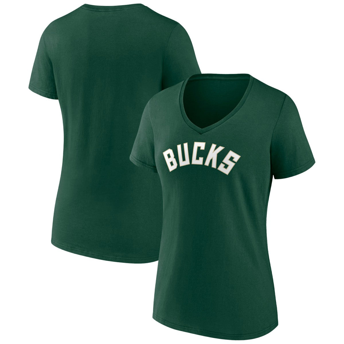 Milwaukee Bucks Women's Wordmark V-Neck T-Shirt - Green discount