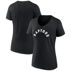 Toronto Raptors Women's Wordmark V-Neck T-Shirt - Black on sale