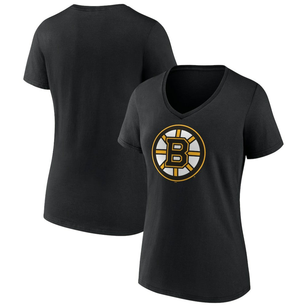 Boston Bruins Women's Team Logo V-Neck T-Shirt - Black T-shirts
