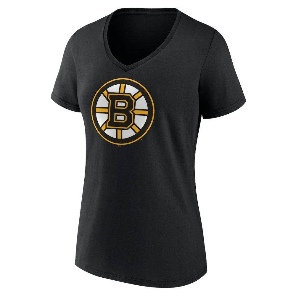 Boston Bruins Women's Team Logo V-Neck T-Shirt - Black T-shirts