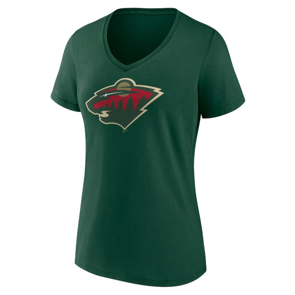 Minnesota Wild Women's Team Logo V-Neck T-Shirt - Green T-shirts