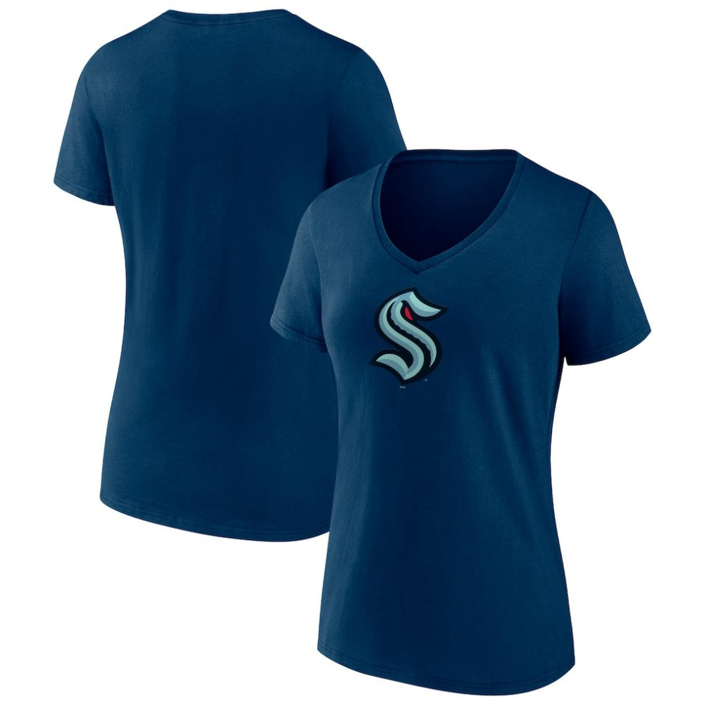 Seattle Kraken Women's Team Logo V-Neck T-Shirt - Navy T-shirts