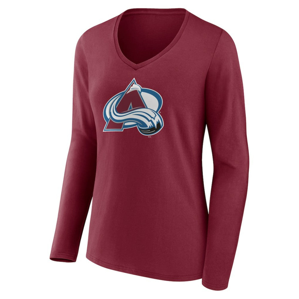 Colorado Avalanche Women's Team Logo Long Sleeve V-Neck T-Shirt - Burgundy T-shirts