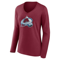 Colorado Avalanche Women's Team Logo Long Sleeve V-Neck T-Shirt - Burgundy T-shirts
