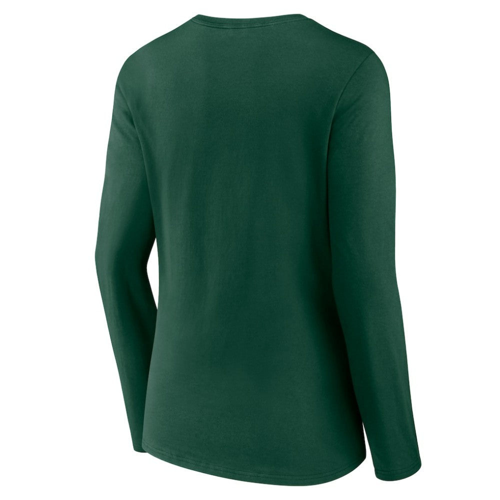 Minnesota Wild Women's Team Logo Long Sleeve V-Neck T-Shirt - Green T-shirts