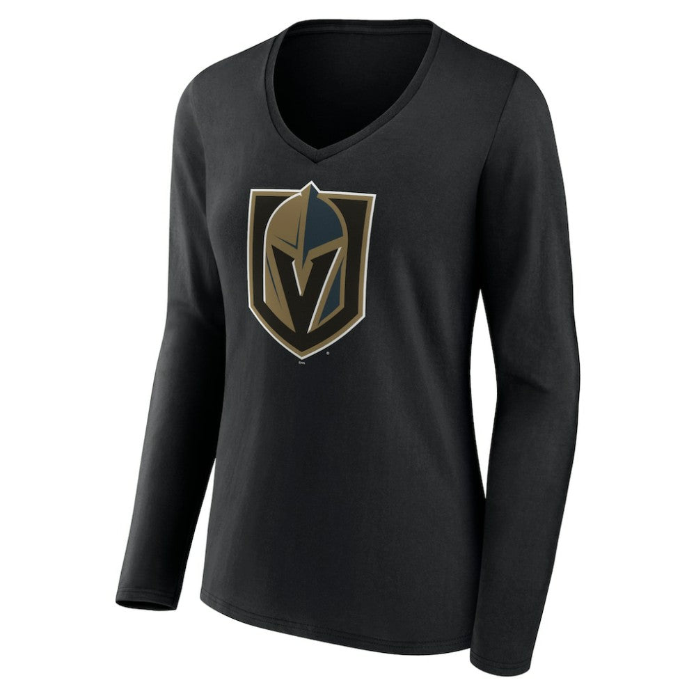 Vegas Golden Knights Women's Team Logo Long Sleeve V-Neck T-Shirt - Black T-shirts