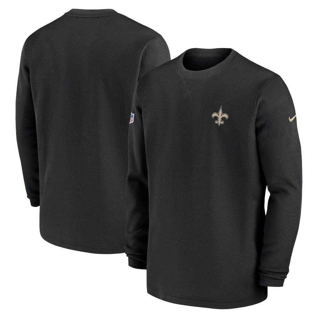New Orleans Saints 2023 Sideline Throwback Heavy Brushed Waffle Long Sleeve Top - Black outlet