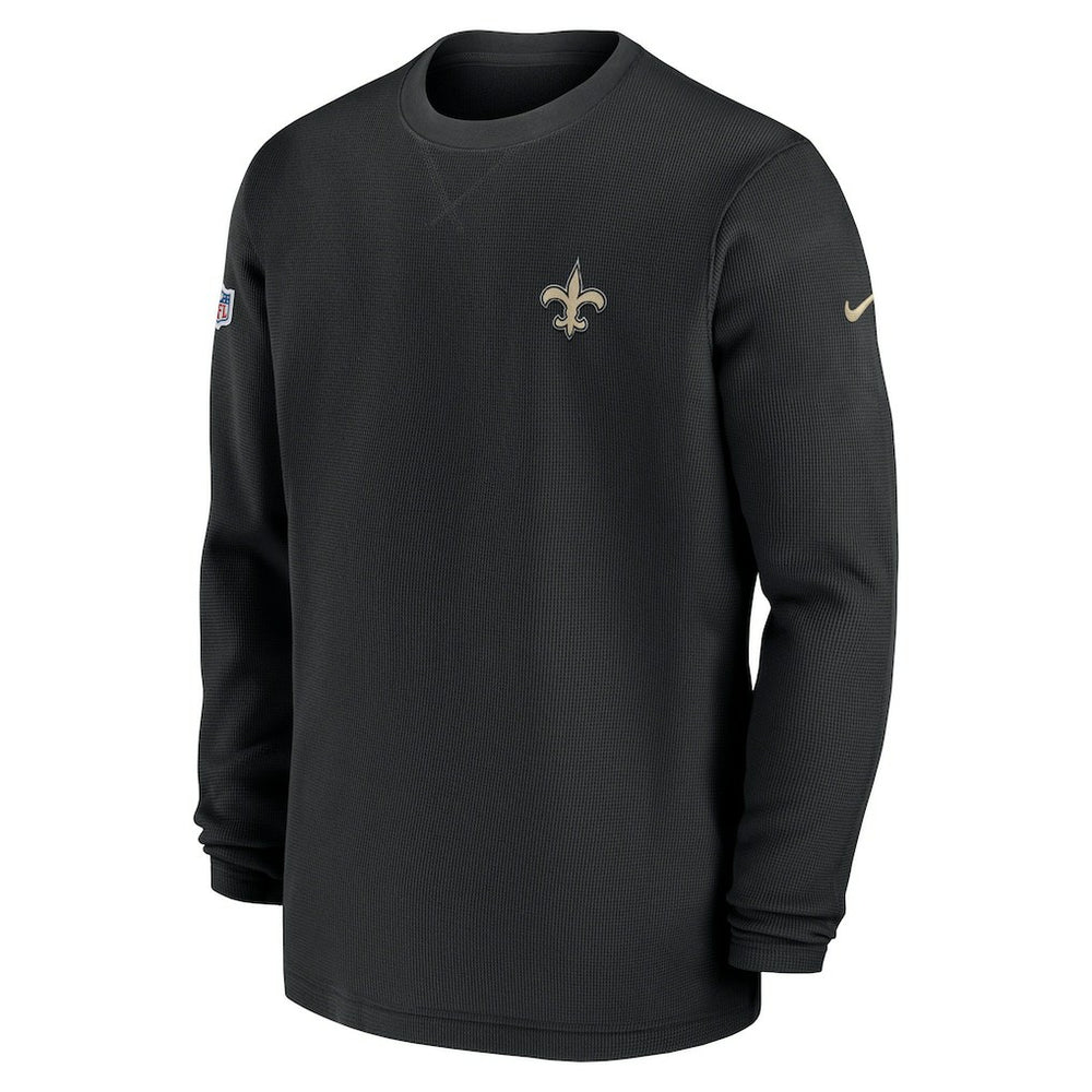 New Orleans Saints 2023 Sideline Throwback Heavy Brushed Waffle Long Sleeve Top - Black outlet