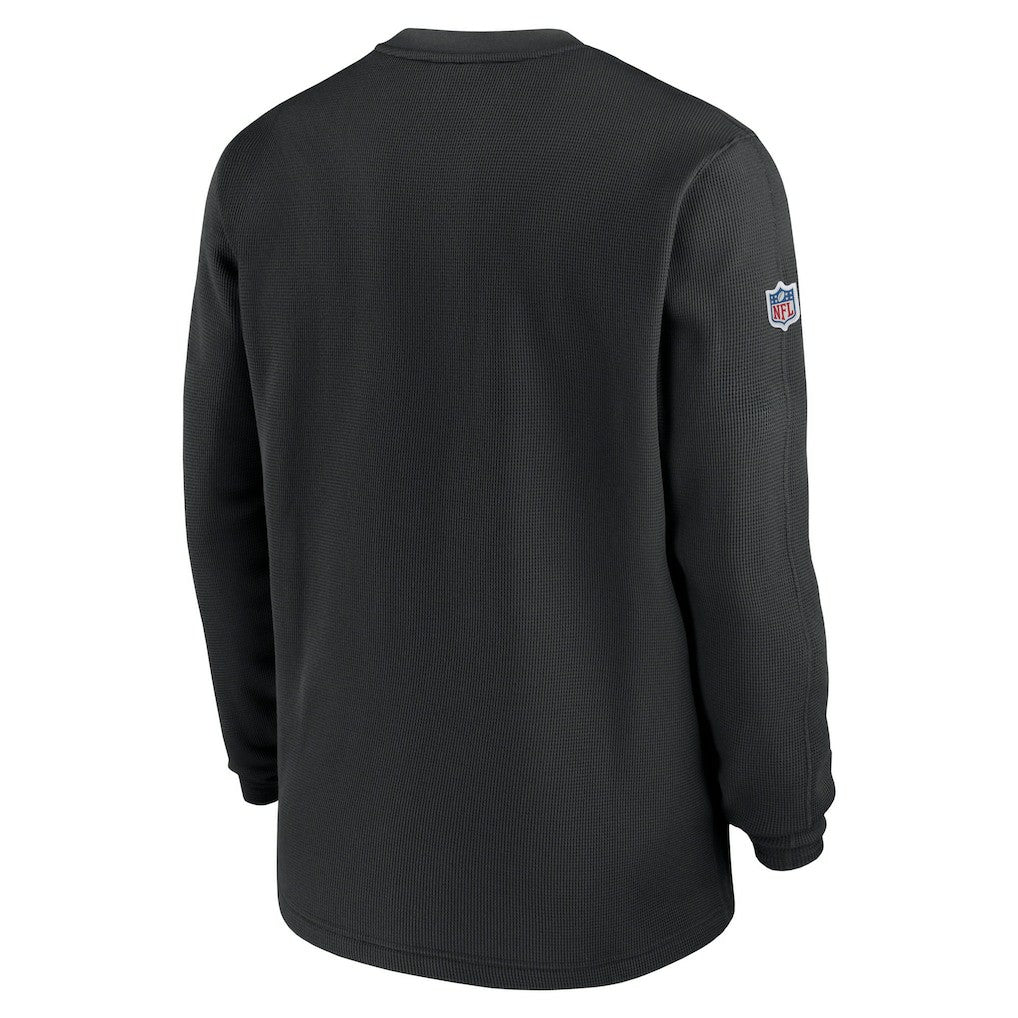 New Orleans Saints 2023 Sideline Throwback Heavy Brushed Waffle Long Sleeve Top - Black outlet
