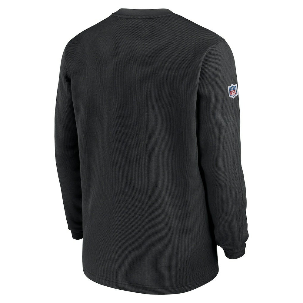 New Orleans Saints 2023 Sideline Throwback Heavy Brushed Waffle Long Sleeve Top - Black outlet