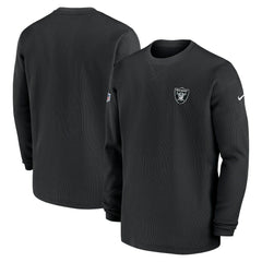 Las Vegas Raiders 2023 Sideline Throwback Heavy Brushed Waffle Long Sleeve Top - Black cheap