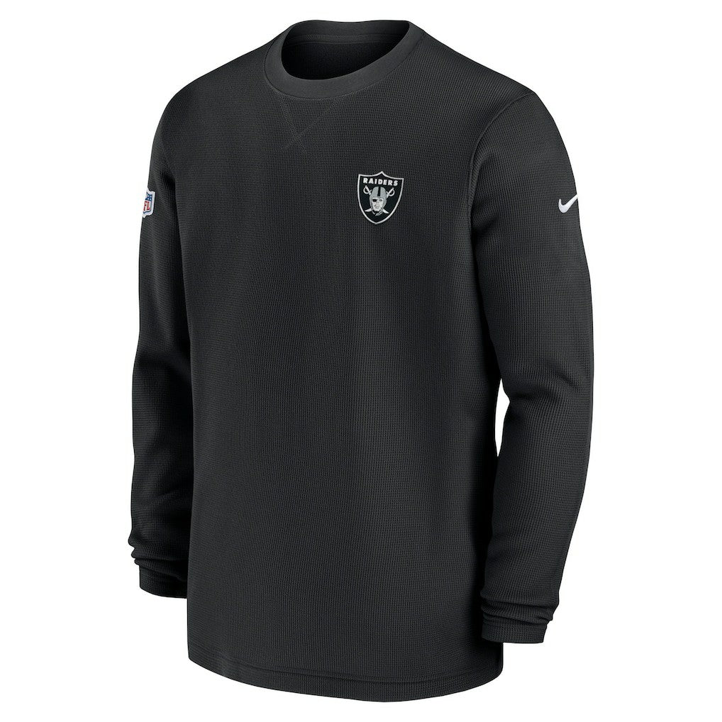 Las Vegas Raiders 2023 Sideline Throwback Heavy Brushed Waffle Long Sleeve Top - Black cheap