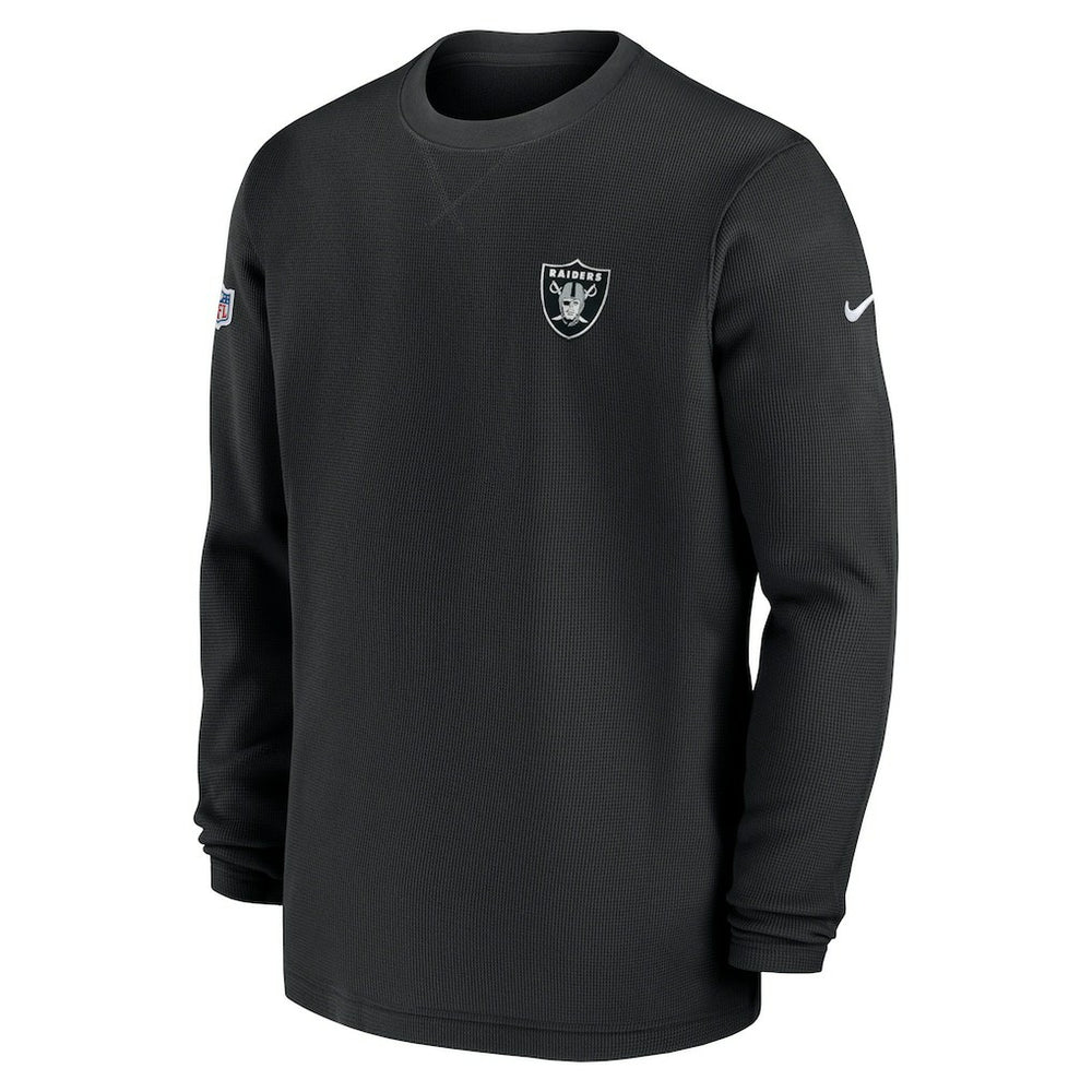 Las Vegas Raiders 2023 Sideline Throwback Heavy Brushed Waffle Long Sleeve Top - Black cheap