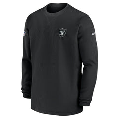 Las Vegas Raiders 2023 Sideline Throwback Heavy Brushed Waffle Long Sleeve Top - Black cheap