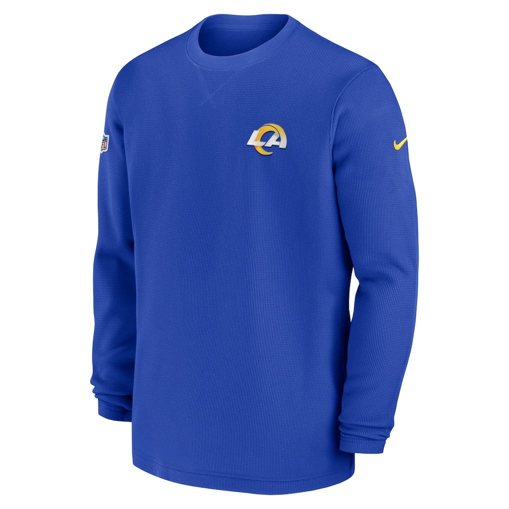 Los Angeles Rams 2023 Sideline Throwback Heavy Brushed Waffle Long Sleeve Top - Royal discount