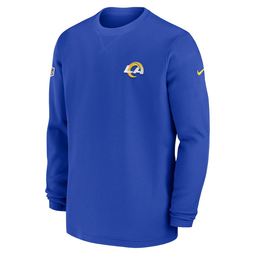 Los Angeles Rams 2023 Sideline Throwback Heavy Brushed Waffle Long Sleeve Top - Royal discount