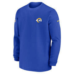 Los Angeles Rams 2023 Sideline Throwback Heavy Brushed Waffle Long Sleeve Top - Royal discount