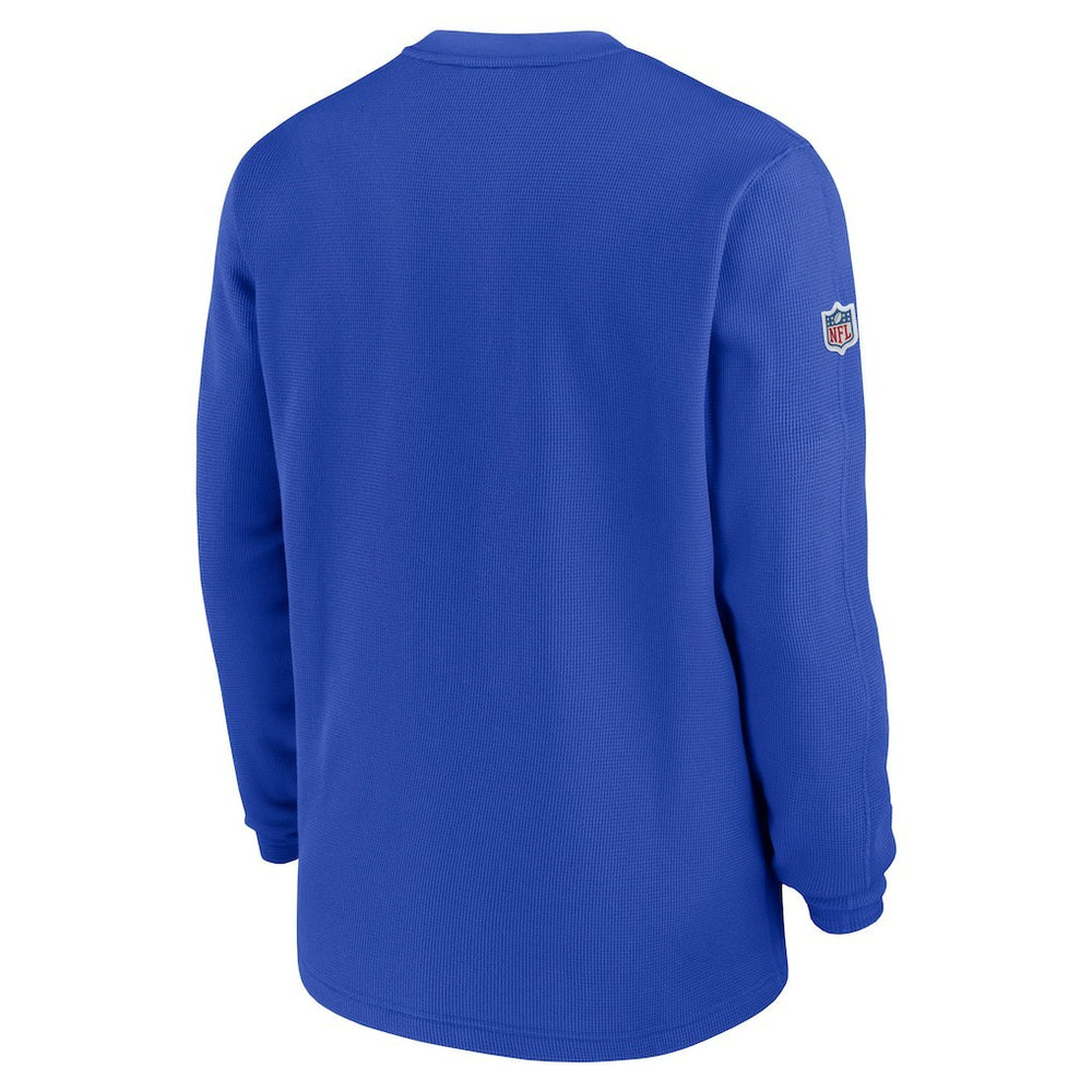 Los Angeles Rams 2023 Sideline Throwback Heavy Brushed Waffle Long Sleeve Top - Royal discount